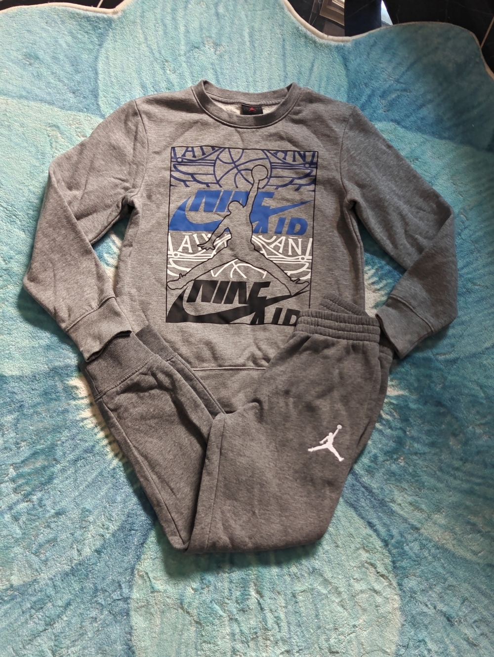 Jordan Kids Grey Graphic Pullover Crewneck and Joggers Set